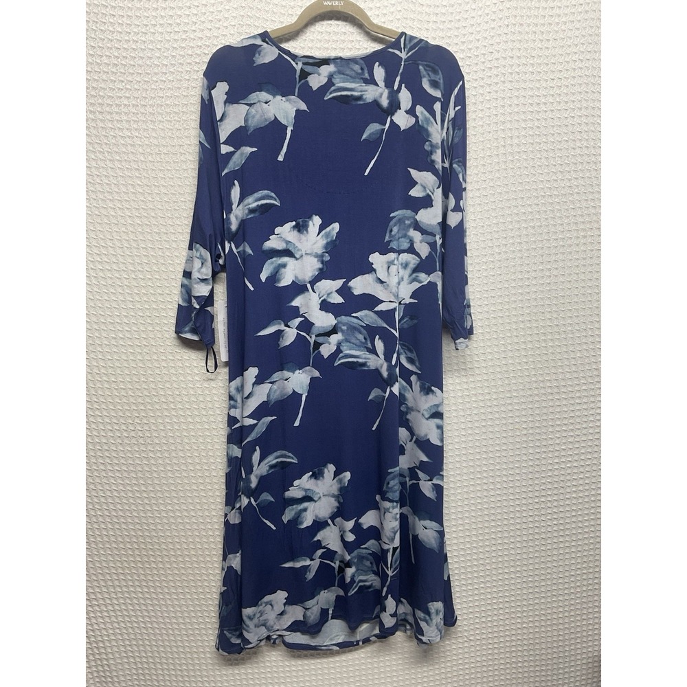 Soft Surroundings Womens Navy Blue Hyannis Rose Floral Faux Wrap Dress Size 2X - Picture 14 of 16
